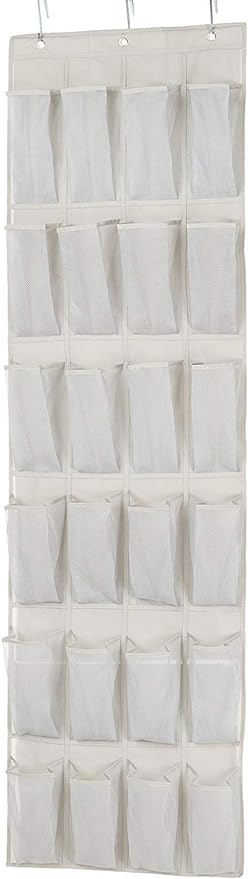 Amazon Basics 24 Medium Pocket Over-the-Door Hanging Shoe Organizer, Light Grey by AmazonBasics