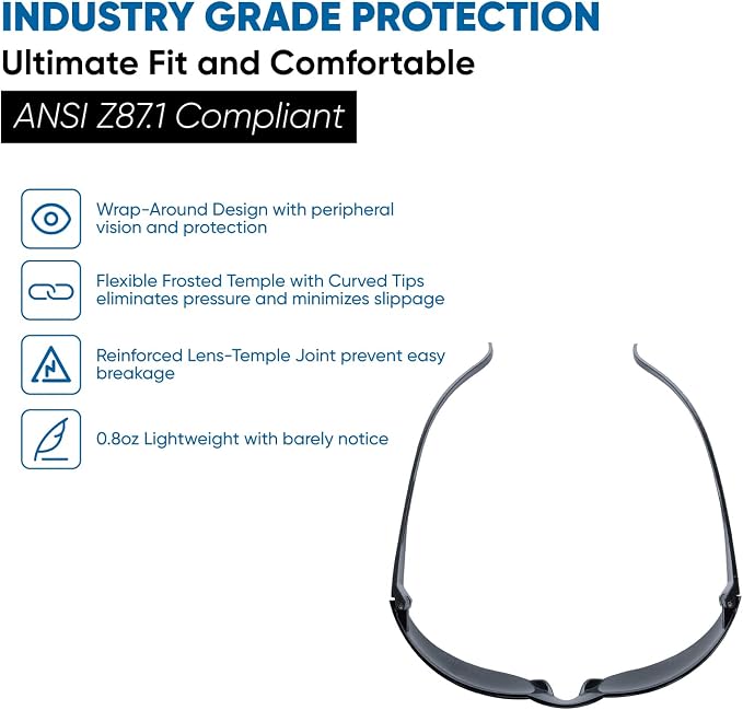 amoolo Tinted Safety Glasses Bulk of 24, Protective Safety Sunglasses, Dark - Image 5