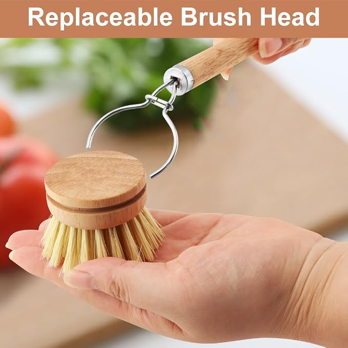 Bamboo Dish Brush with Handle - Image 5