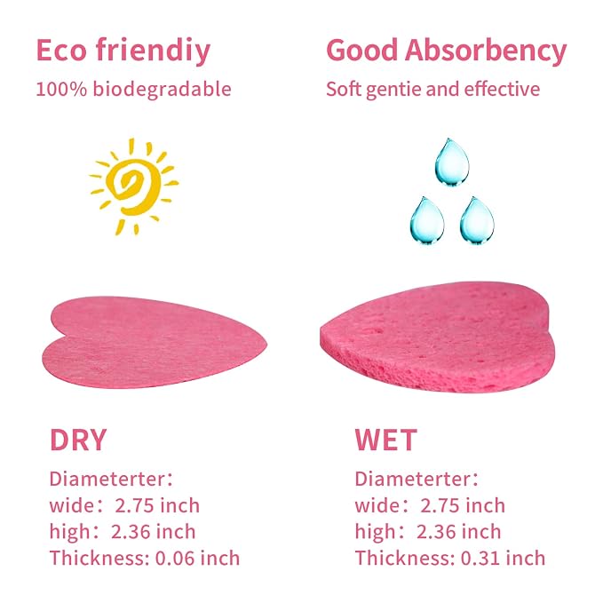 50-Count Facial Sponges Compressed, 100% Natural Cellulose Face Sponge - Image 5