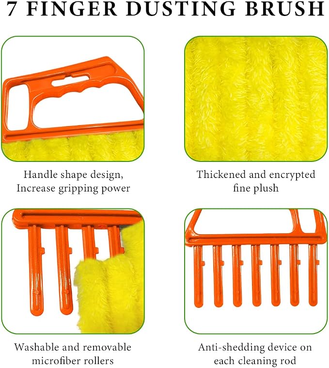 4 PCS Blind Cleaner Duster Tool, Window Venetian Hand-held 7 Finger Dusting - Image 3