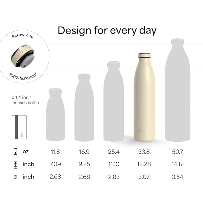 LARS NYSØM Stainless Steel Insulated Water Bottle 12oz 17oz 25oz 34oz 51oz | - Image 4
