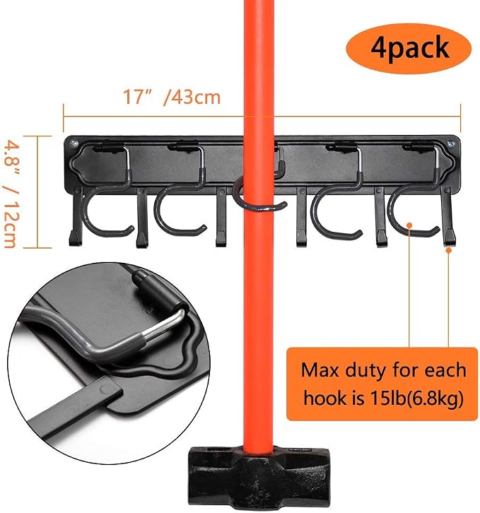 YueTong 68" All Metal Garden Tool Organizer, Adjustable Garage Wall Organizers - Image 4