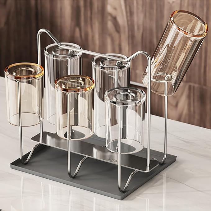 Cup Drying Rack Stand, Stainless Steel 6 Cups Mug Drying Rack Drainer Holder - Image 5