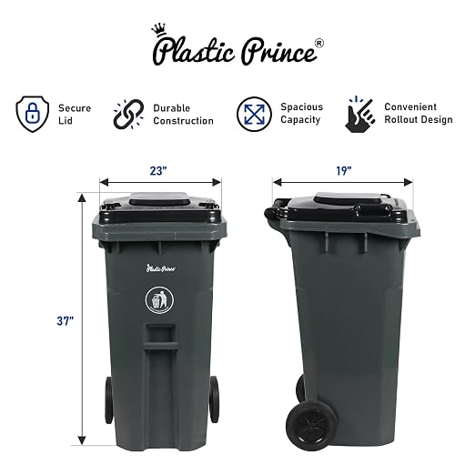32 Gallon Trash Can with Wheels Outdoor Trash Can with Lid and Wheels - Image 4