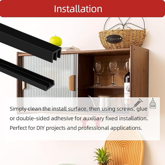 Sliding Door Track, Fit 1/4" Thick Panels, U Channel Rubber - Image 7