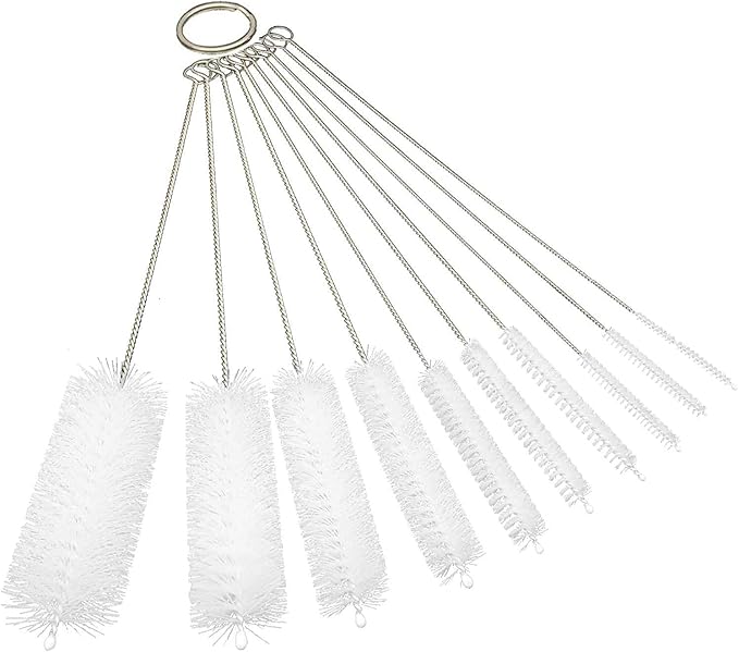 10" Tube Cleaning Brush Set, 10 Pack, Extra Long Nylon Straw Brushes by TheScoopie