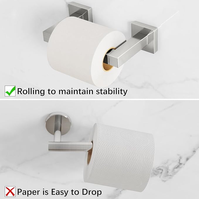 Toilet Paper Holder Wall Mounted Post Pivoting Square Tissue Holders Roll - Image 6