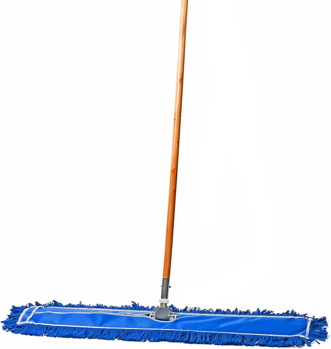 36 Inch Blue Commercial Dust Mop & Floor Sweeper – Wood Handle Floor Mop by TidyTools