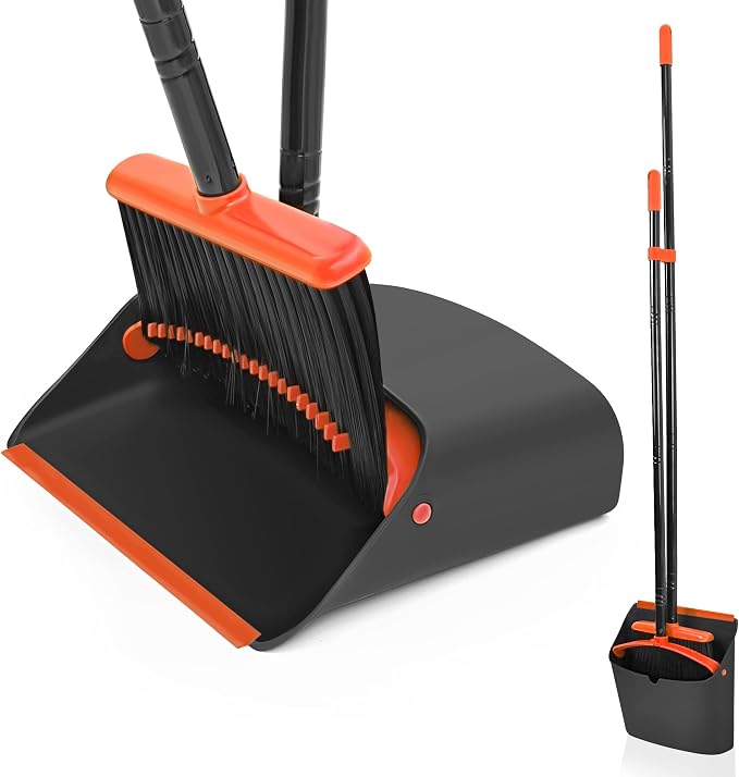 Broom and Dustpan Set for Home, JEHONN Long Handle Lightweight Indoor Broom Set by JEHONN