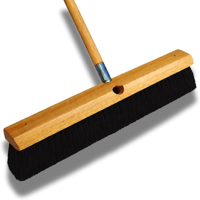 Bon Floor Broom 18 in. with 3 in. Black Horsehair Bristles and 5 ft. Wood Handle - Image 2
