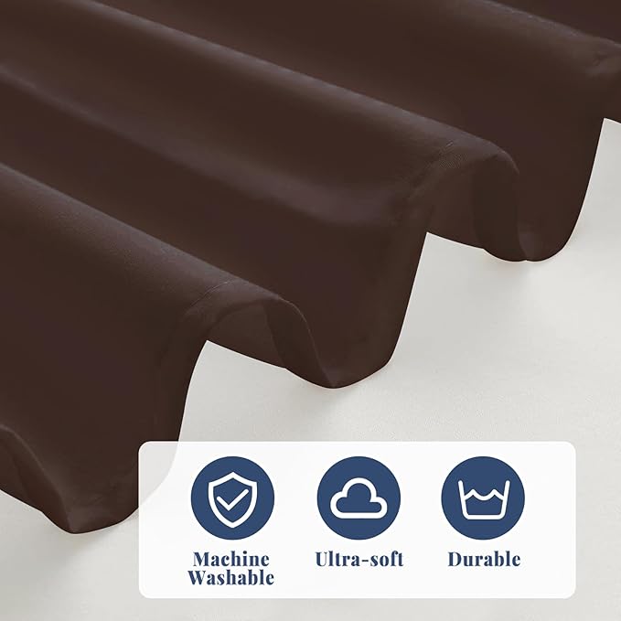 Twin Bed Skirt, Elastic Wrap Around Bed Skirt Twin Size, Bed Skirts for Adjustable Bed, Easy Fit with 14" Drop Length Tailored Drop Dust Ruffle (Brwon)