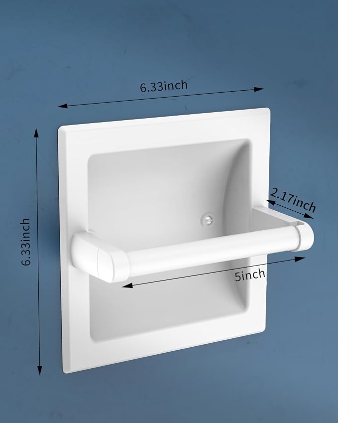 White Recessed Toilet Paper Holder - Image 6