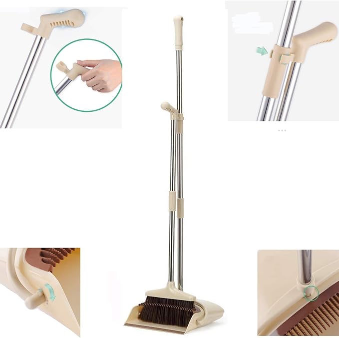 Broom and Dustpan Set Upright Self-Cleaning Sweeping Standing Set Use - Image 5