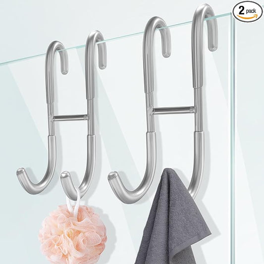 Shower Door Hooks for Towels & Squeegee by Unknown