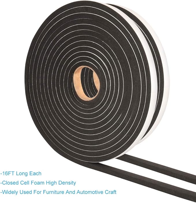 2 Rolls Foam Tape Weatheratrip for Door Window Insulation, Single Sided Foam - Image 4