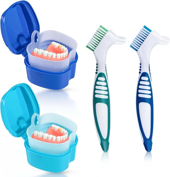2 Pack Denture Bath Case Cup Box Holder Storage Container by KISEER