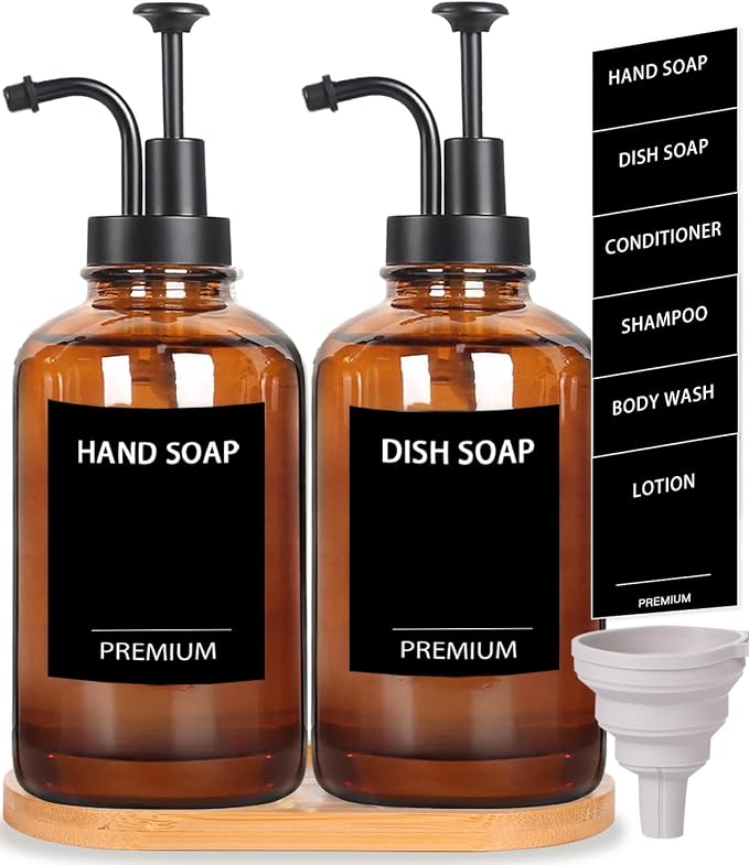 Amber 18 Oz Dish Soap Dispenser by Hoousuper