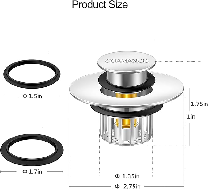 Bathtub Stopper | Shower Drain Hair Catcher, Pop-up Tub Stopper - Image 4