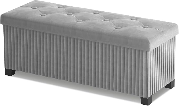 Storage Ottoman Bench, 43 Inch Foldable Ottoman by LITZFUR