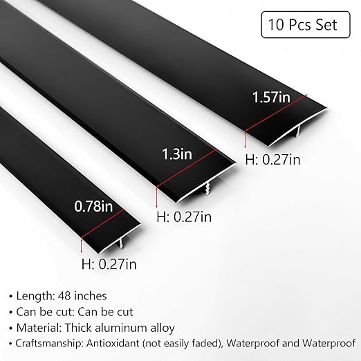 10Pcs Aluminum T Molding Floor Transition Strip, 48In Aluminum T Molding Trim - Image 3