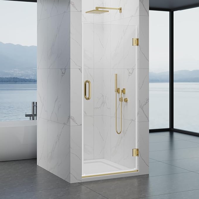 Framelss Hinged Shower Door, 3/8" Tempered Glass - Image 2