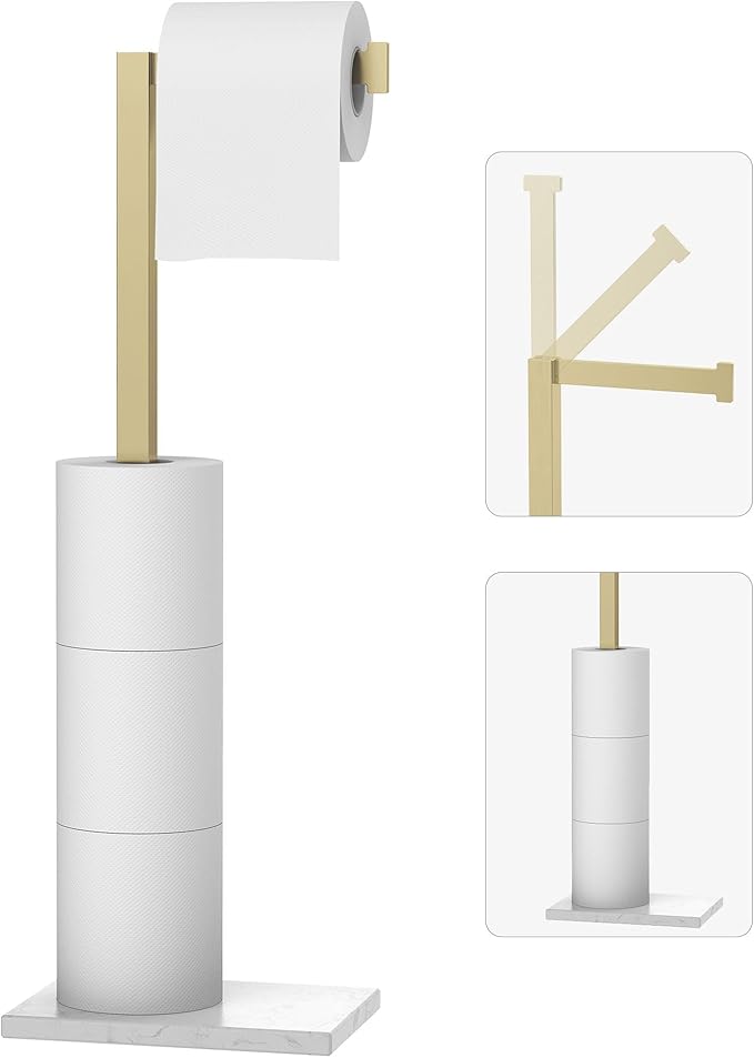 Toilet Paper Holder Stand Brushed Gold SUS 304 Stainless Steel Rustproof Free by HOMEMYSTIQUE