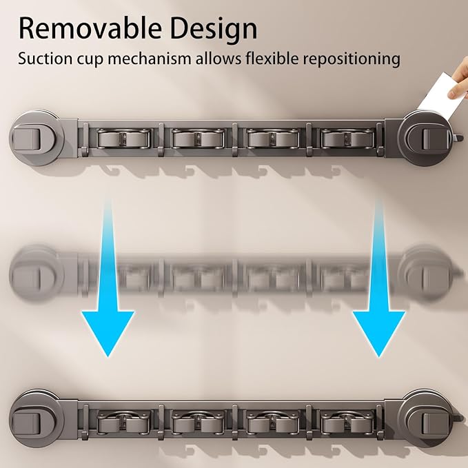 Wall-mounted Mop Holder for Bathrooms, Storage Rack Suitable for Bathrooms - Image 4