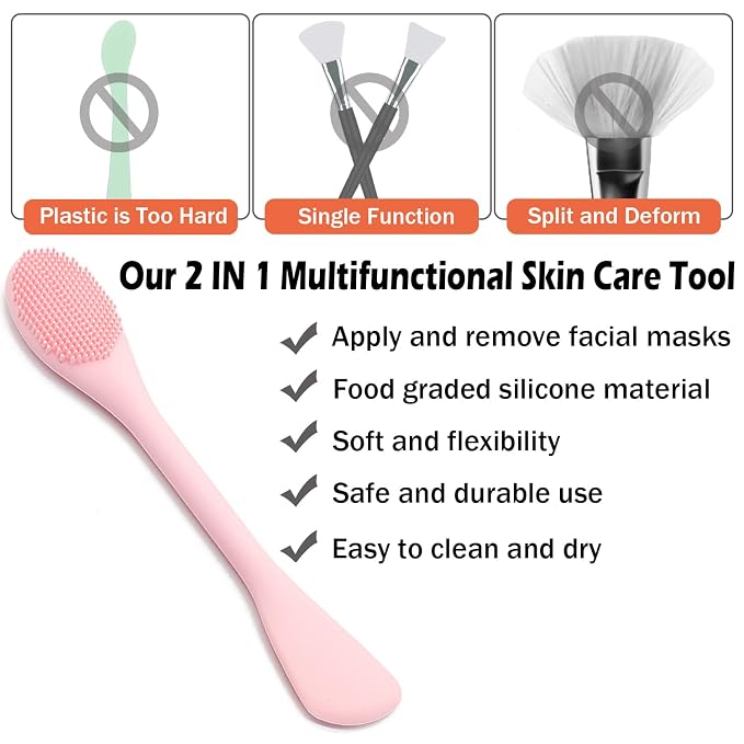 Facial Cleansing Brush, 2 in 1 Silicone Face Mask Brush & Face Scrubber - Image 2