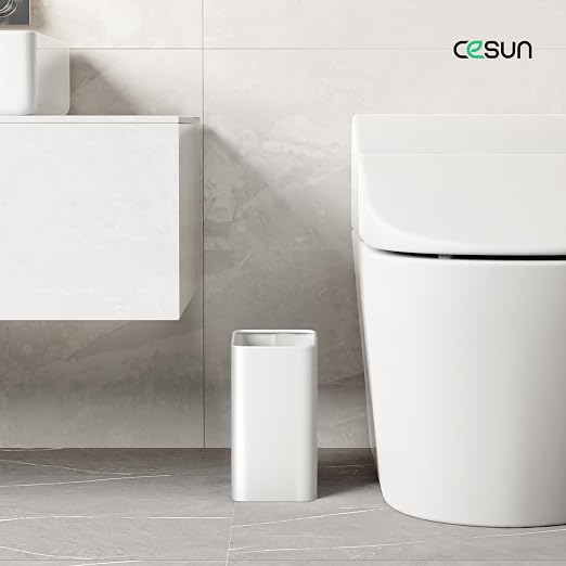 Cesun Small Bathroom Trash Can 2.1 Gallon Wastebasket, Modern Metal Garbage Can - Image 2