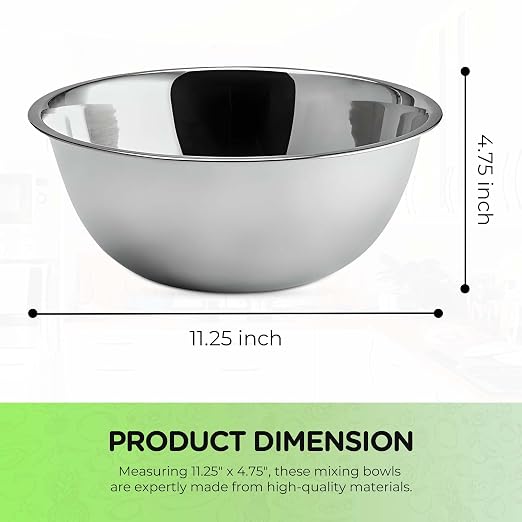 OCS Parts 5 Quart Mixing Bowl | 11.25-Inch Stainless Steel Professional Grade - Image 2