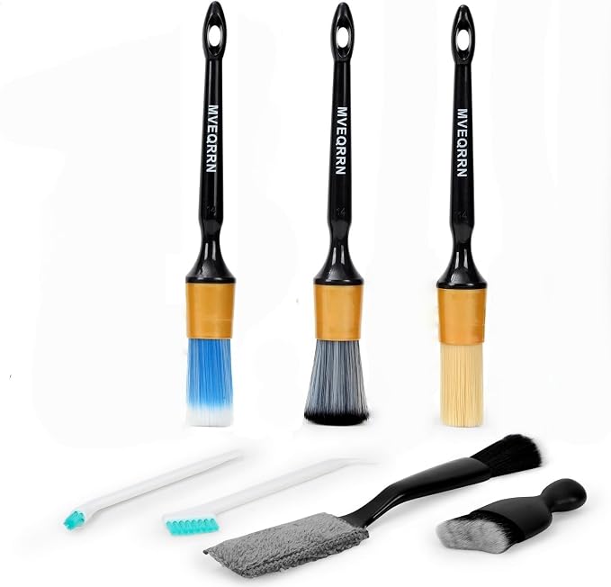 7PCS Car Detailing Brush Set, Boar’s Bristle Car Cleaning Detail Brush kit by MVEQRRNcardetailbrushset