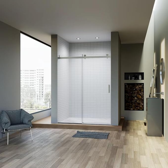 56-60" W x 76" H Frameless Single Sliding Glass Shower Doors Soft-Close - Image 8