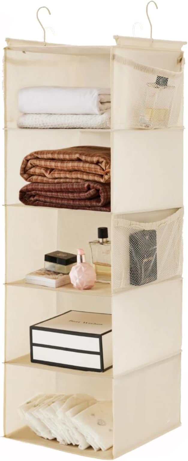 MAX Houser 5 Shelf Hanging Closet Organizer, Space Saver, Cloth Hanging Shelves by MAXHouser