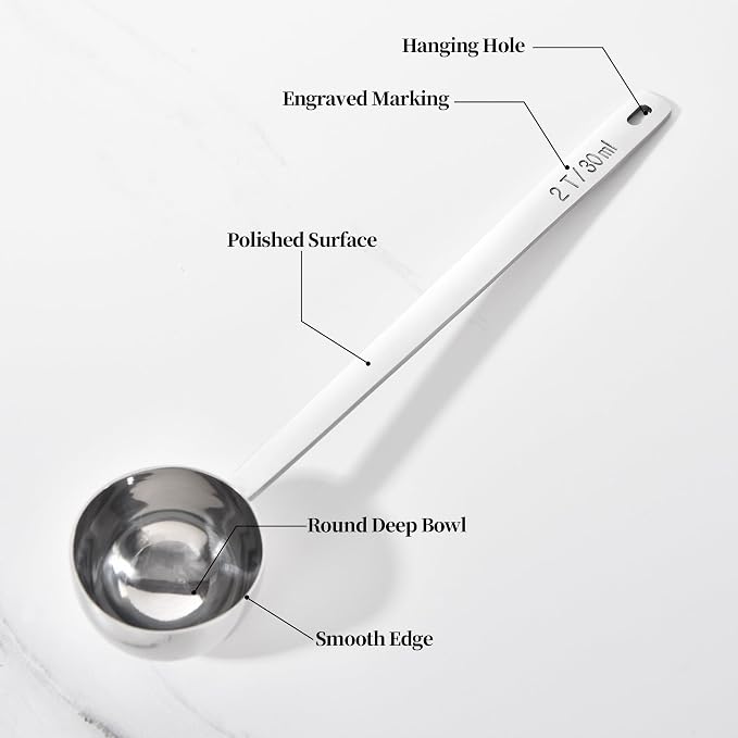 Long Handle Coffee Scoop: 8.6 Inch 18/8 Stainless Steel 2 Tablespoon Metal - Image 6