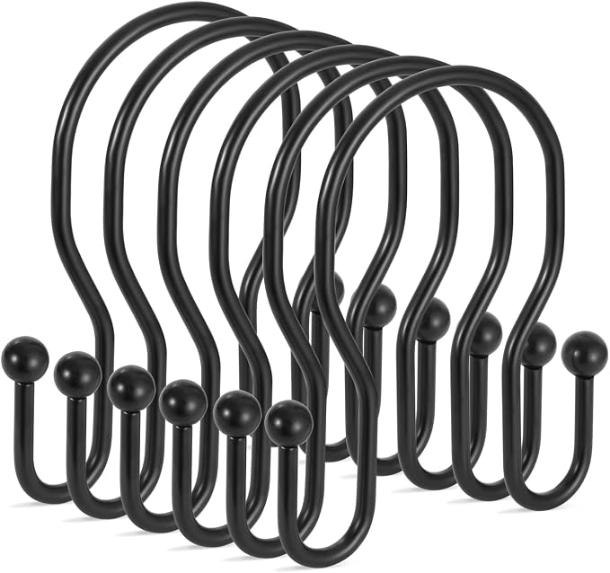 24 Pack Double Shower Curtain Hooks Rings, TENOVEL Double Sided Shower Curtain by TENOVEL