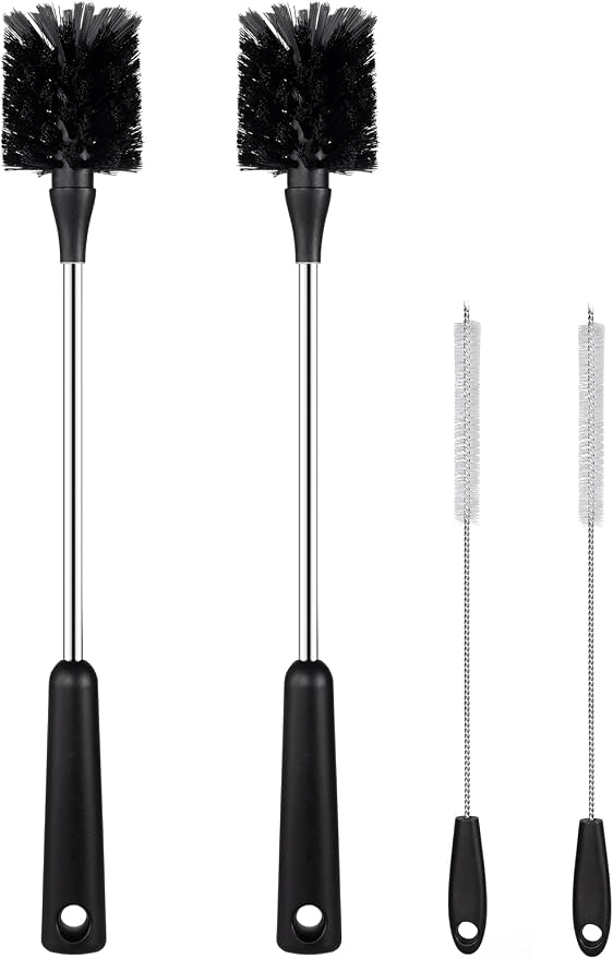 Water Bottle Brush & Straw Cleaner Set, Stainless Steel Long Handle Baby Bottle by ToGeeKa