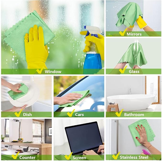 HOMEXCEL Microfiber Glass Cleaning Cloths-6PK, Stainless Steel, Premium - Image 6