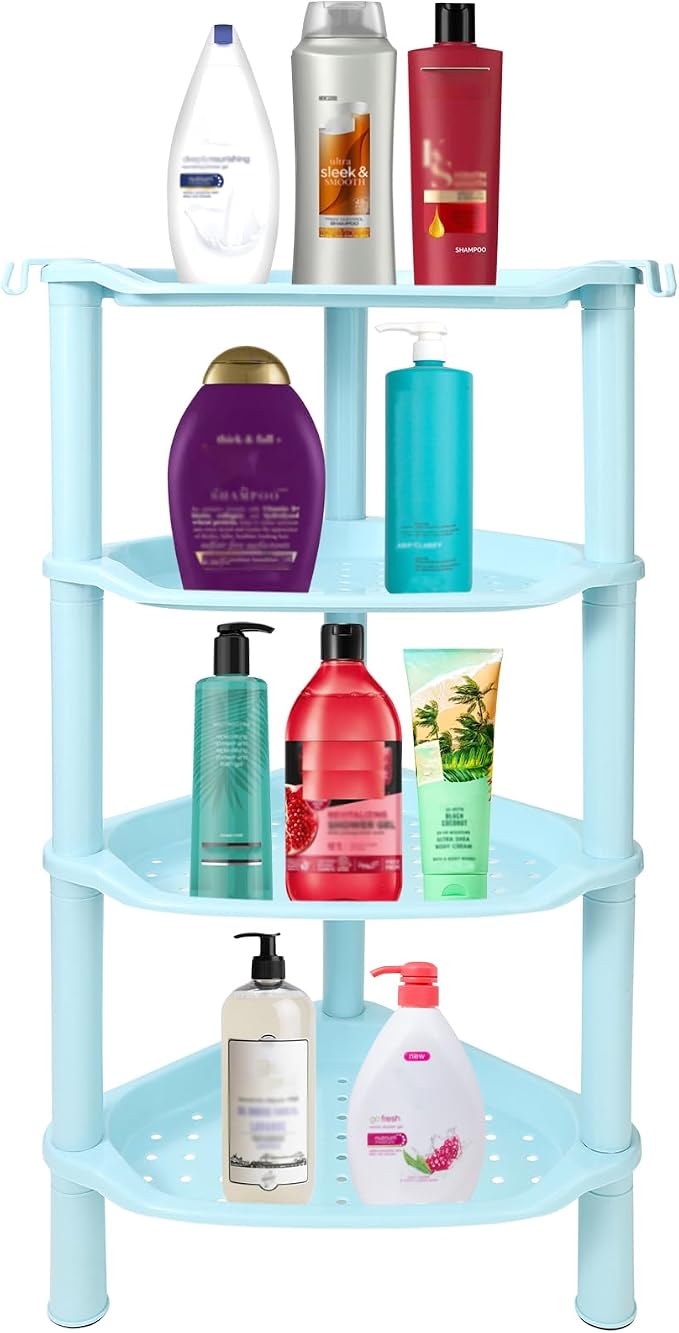 4 Tier Corner Shower Caddy, Plastic Shower Organizer by SLZBCY