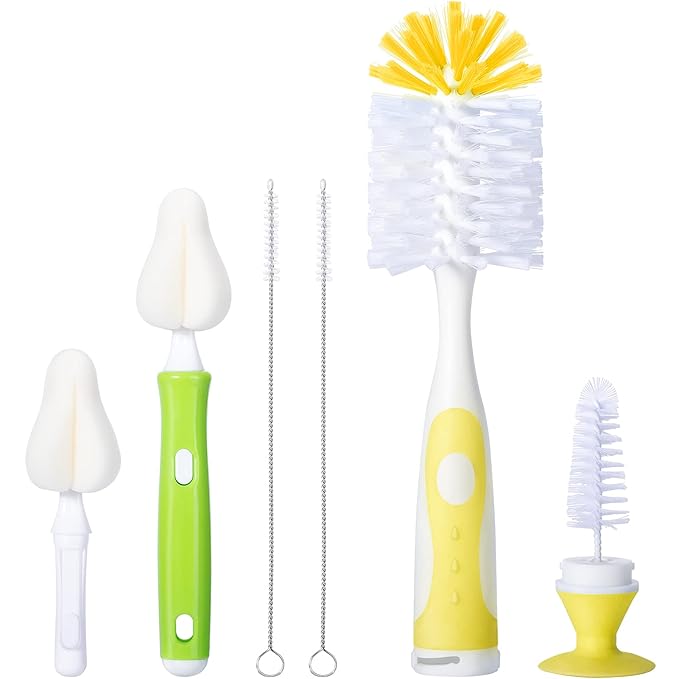Baby Bottle Brush with One Base Hidden Nylon Nipple Cleaner, Bottle Brush with by CAREBABYMORE