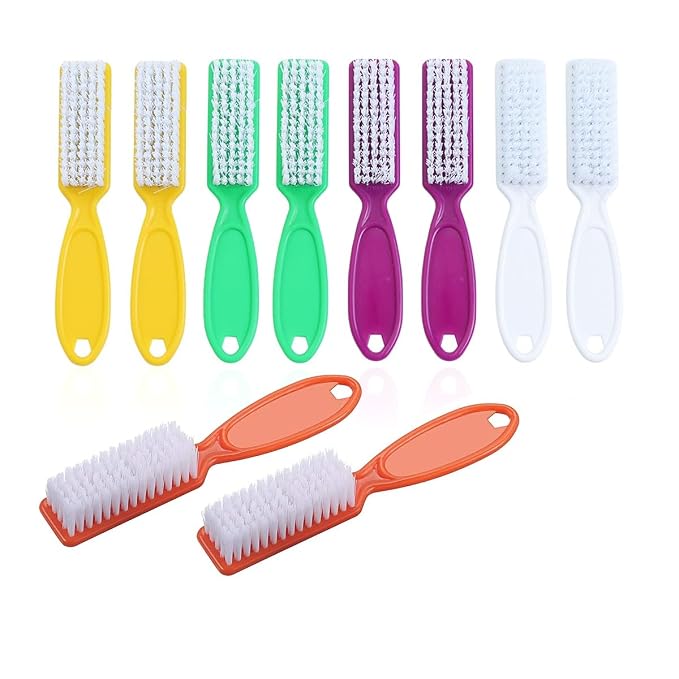 10 Pcs Handle Grip Cleaning Brushes, Hand Fingernail Nail Scrub Manicure Brush by SQULIGT