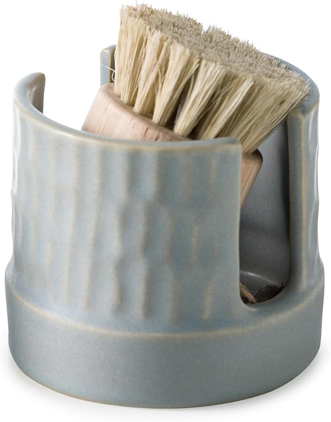 Sponge Holder for Kitchen Sink Counter, Dish Sponge Dish Rack Ceramic Brush by LAUCHUH