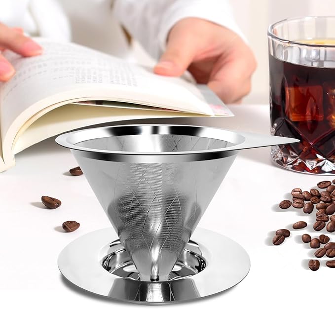 LHS Pour Over Coffee Dripper Reusable Coffee Filter Paperless Coffee Filter - Image 6