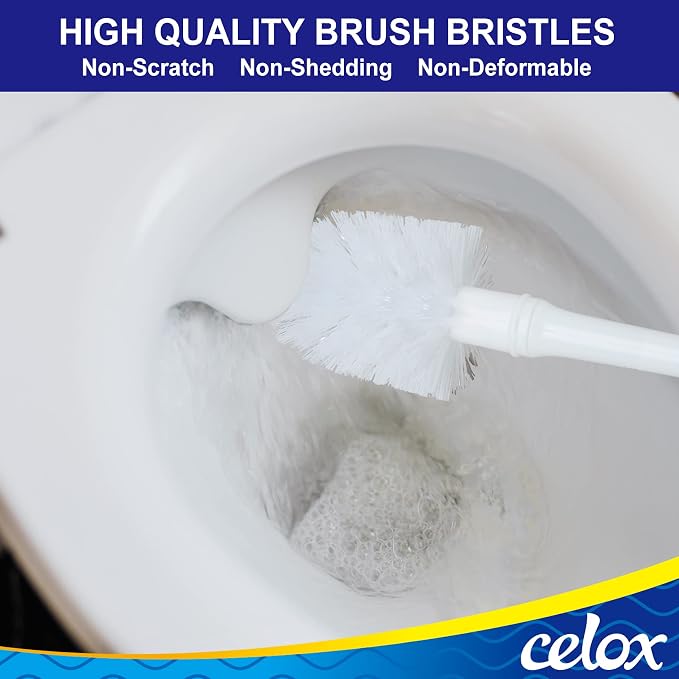 CELOX Toilet Bowl Brush and Holder, Compact Toilet Brush - Image 4