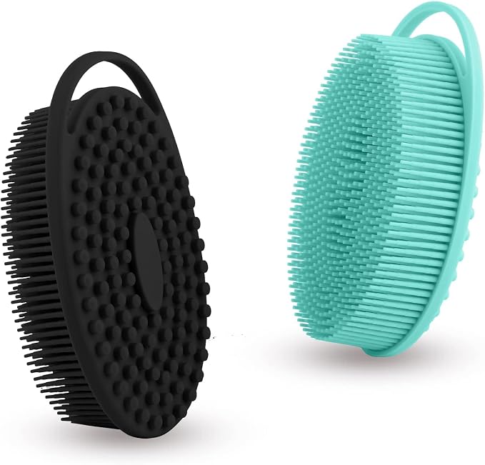 Soft Silicone Body Scrubber 2 PCS Silicone Body Shower, Silicone Loofah 2 in 1 by Bsofing