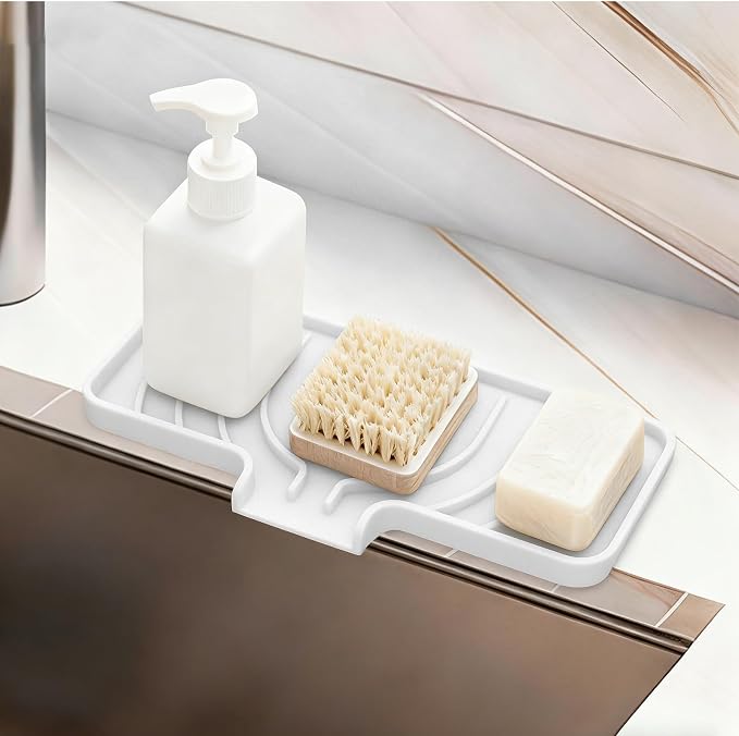GUUKIN Sponge Holder for Kitchen Sink, 10x5 inch Silicone Dish Drying Mat - Image 7