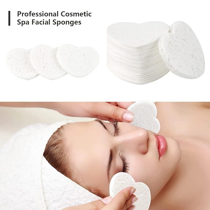50-Count Facial Sponges Compressed, 100% Natural Cellulose Face Sponge - Image 2