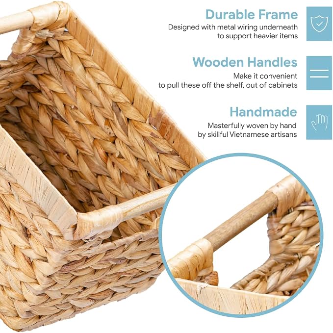 Small Wicker Baskets for Organizing Bathroom, Hyacinth Baskets for Storage - Image 3