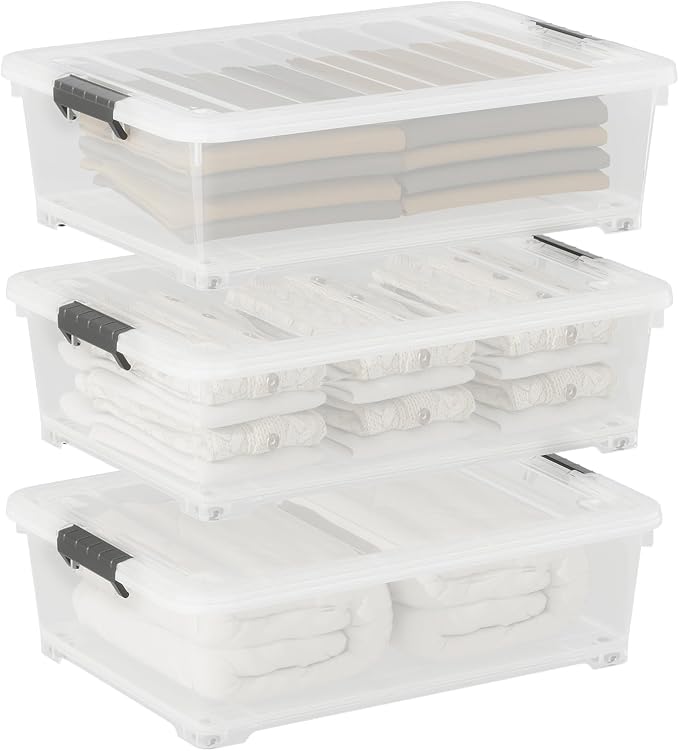 25 Quart Clear Plastic Latch Storage Box - Image 6