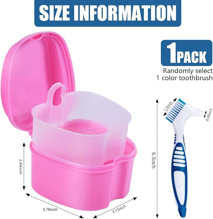 Pink Denture Bath Case Cup Box Holder Storage Container - Image 2